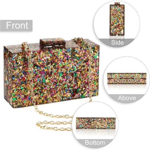 Acrylic Purses and Handbags for Women Multicolor Perspex Geometric Patterns - Picture 3 of 7